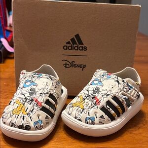 Adidas Kids Sneakers - White with Black and Multicolor Disney Design